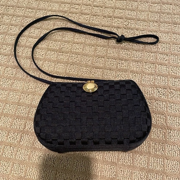 Talbots Navy Blue Woven Shoulder Bag - Picture 2 of 5